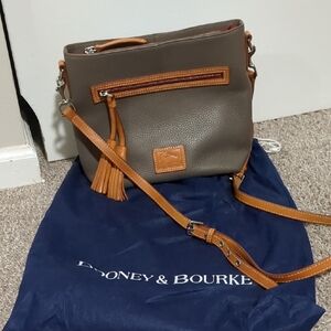 Dooney & Bourke Leather Pebble Tassel Bag In Grey